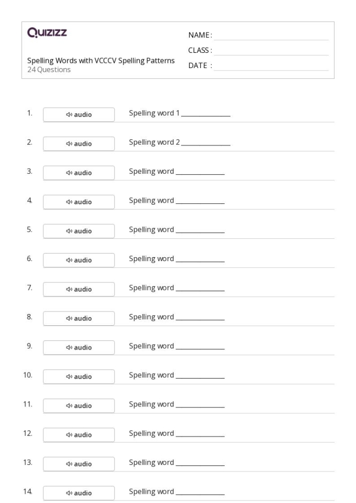 VCCV Syllable Pattern Practice Sheet for Early Learners First grade students practice dividing consonant-vowel-consonant-consonant syllable pattern words on a two-page handwriting worksheet