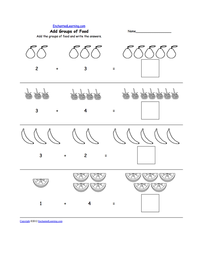 Grammar and Mechanics worksheet for Pre-K Veggies Addition worksheet for Pre-K