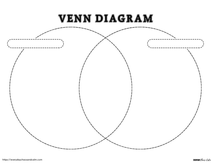 Two-circle Venn diagram graphic organizer template for science multiplication concepts