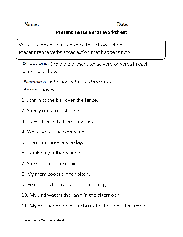 Show What You Know About Verb Tense Worksheet 15 Fifth grade students practicing verb tense identification on a printable assessment worksheet
