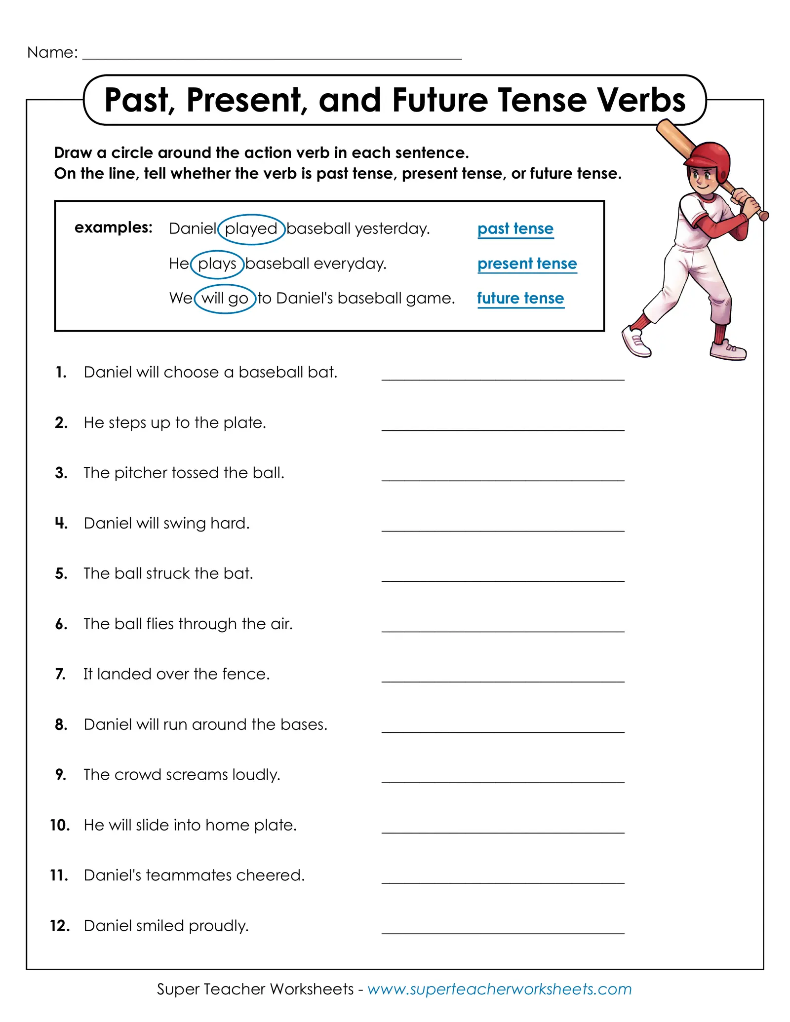 Practice identifying verb tenses grammar worksheet number ten Fifth grade worksheet for identifying past present and future verb tenses