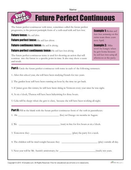 Show What You Know About Verb Tense Worksheet Number 23 for Fifth Grade Fifth grade student completing a Show What You Know About Verb Tense grammar worksheet
