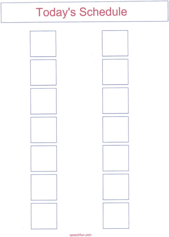 Visual Schedule Template worksheet designed for Pre-K children to help them manage their daily activities. Customizable daily planner for young learners to engage in their schedule creation.