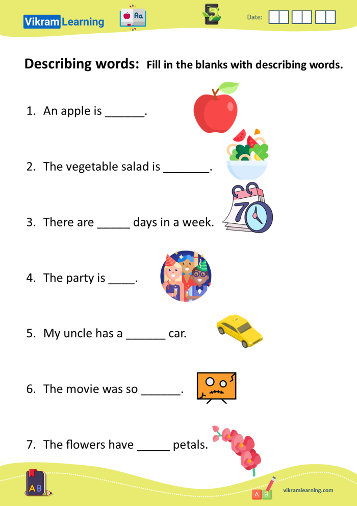 Engaging vocabulary activity to enhance students' descriptive writing skills Vocabulary Builder worksheet featuring descriptive words for fourth graders