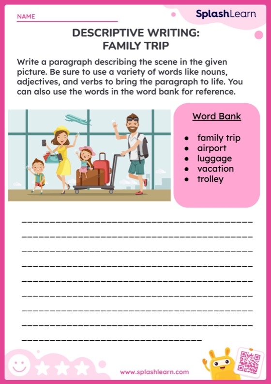 Engaging activity to enhance students' descriptive writing skills Vocabulary Builder worksheet featuring descriptive words for fourth graders