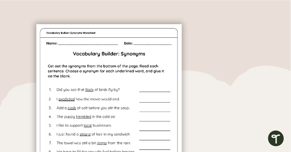 Engaging vocabulary exercise to enhance students' descriptive writing skills Vocabulary Builder worksheet featuring descriptive words for fourth graders