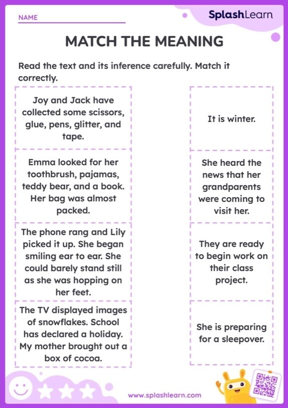 Fourth grade students practicing vocabulary by matching obscure words to their definitions on a worksheet