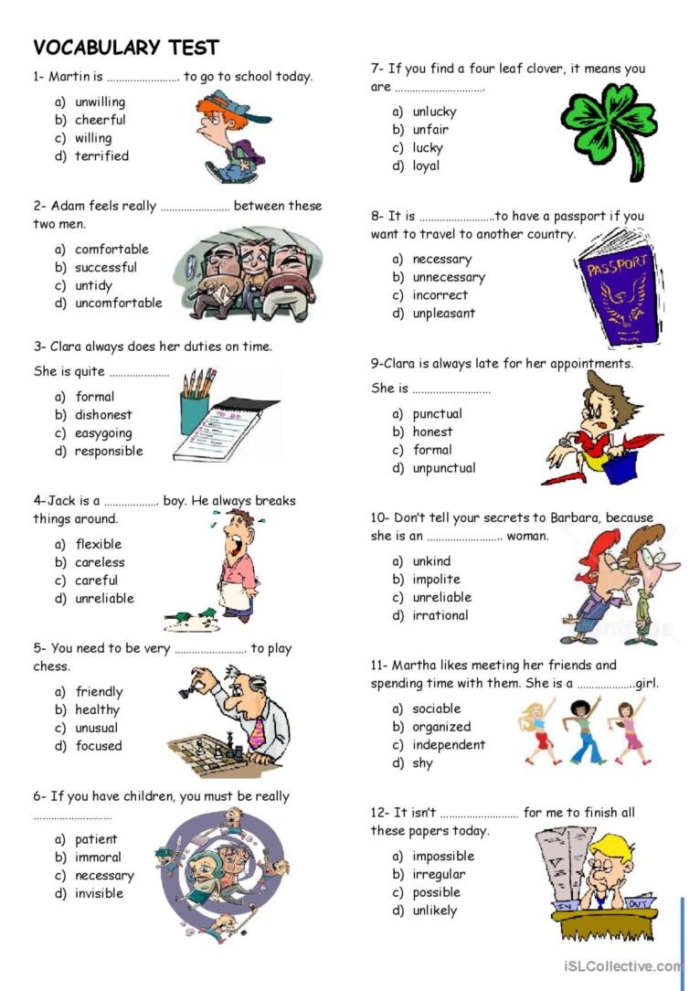 Vocabulary practice test worksheet for first graders to improve spelling skills