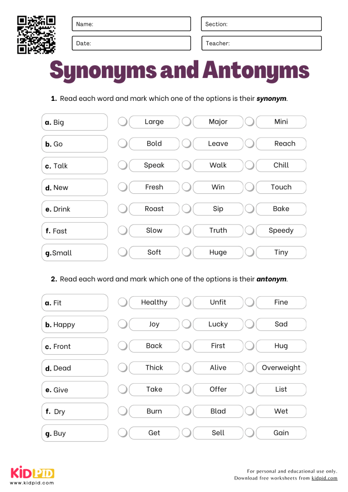 Vocabulary Practice worksheet focusing on alphabetizing, synonyms, and antonyms for third graders