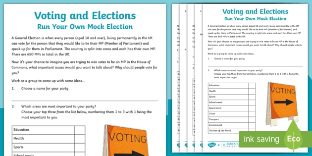First grade students completing a reading comprehension worksheet about the importance of voting and democratic participation