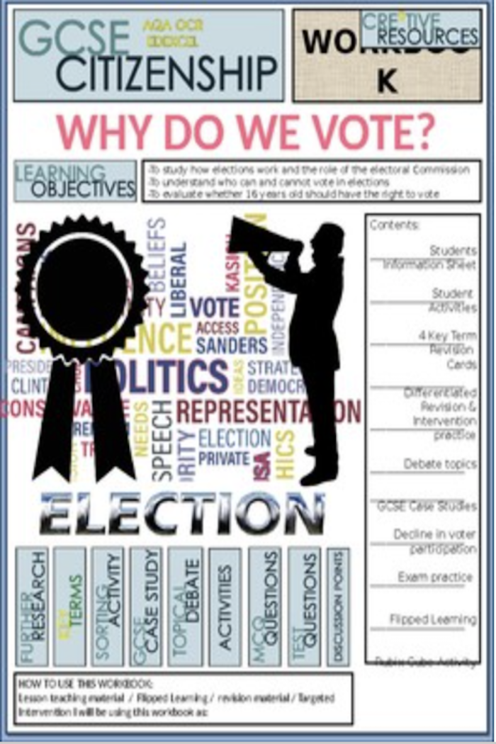 First grade student completing a Why Do We Vote? social studies and subtraction worksheet