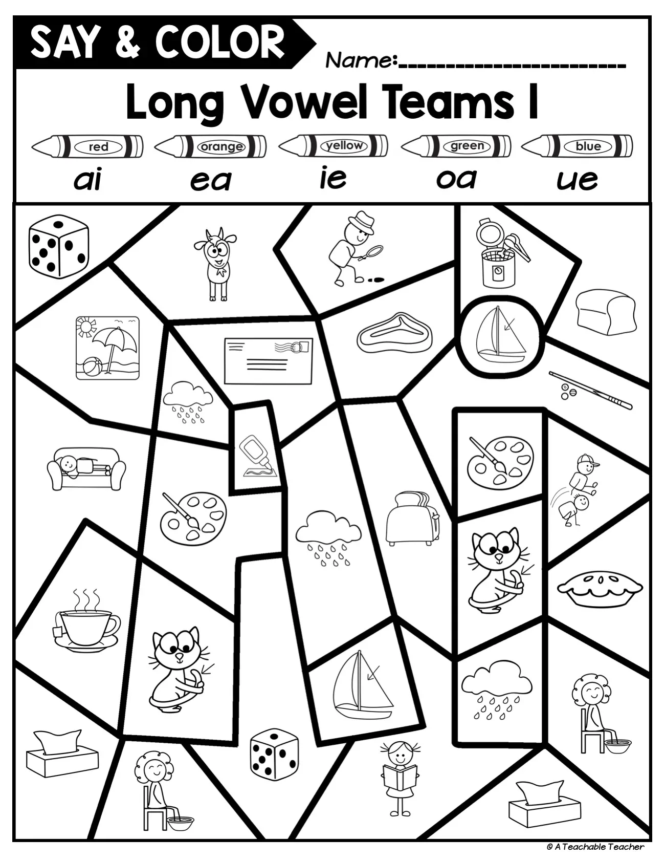 Engaging worksheet for students to practice distinguishing long and short "e" sounds Worksheet featuring vowel team review focusing on the "ea" sounds for second graders