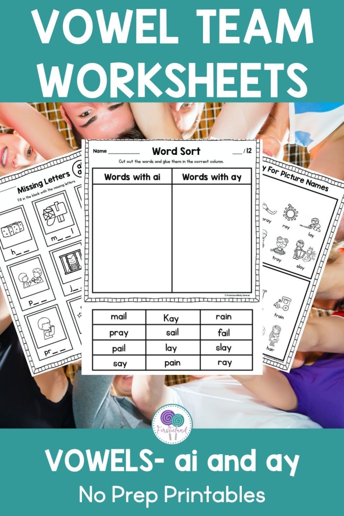 Vowel Teams Activity Sheet 21 for Second Grade Learning Second grade vowel teams worksheet featuring fill-in-the-blank exercises and a wordsearch puzzle