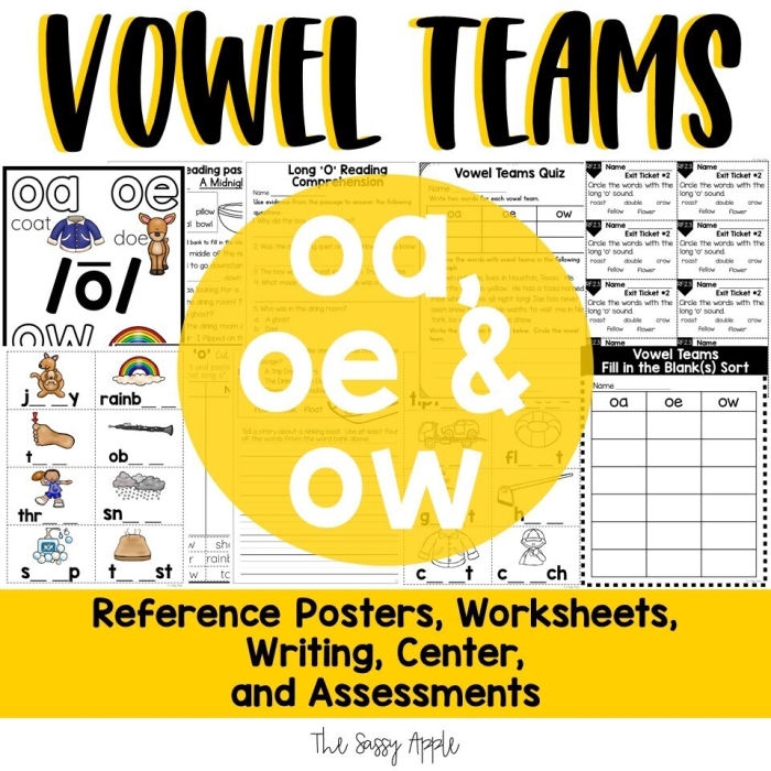 Engaging Vowel Teams worksheet to help students learn vowel combinations through fun exercises Vowel Teams worksheet for second graders featuring fill-in-the-blanks and a word search activity