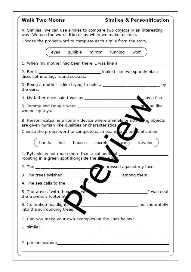 Targeted Reading Skills Practice: Cause and Effect Worksheet Image 25 Worksheet for exploring cause and effect in Walk Two Moons excerpt
