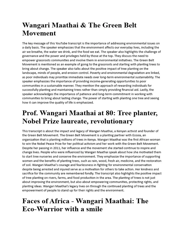 Second Grade Reading Comprehension Worksheet About Wangari Maathai All About Wangari Maathai worksheet featuring a biography and reading comprehension questions for second graders