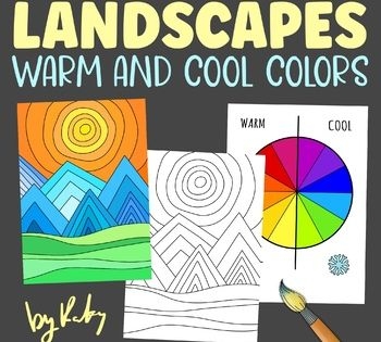 Colorful beach scene illustrating warm and cool colors for kids
