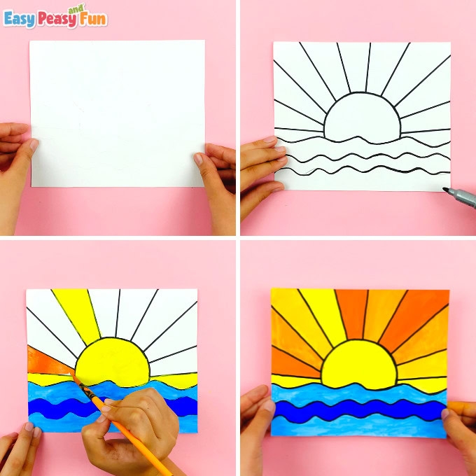Kindergarten worksheet featuring beach-themed illustrations to help students identify warm and cool colors