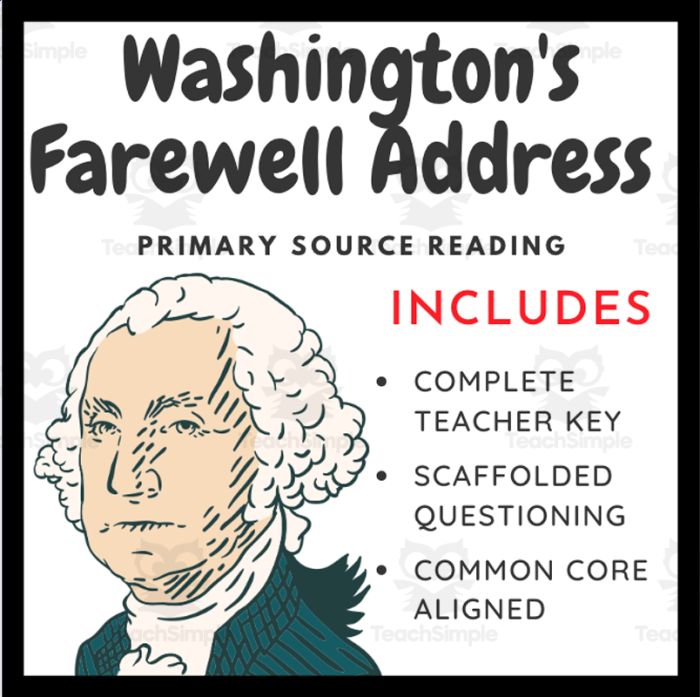 A seventh grade student analyzing George Washington's Farewell Address to learn about early American history