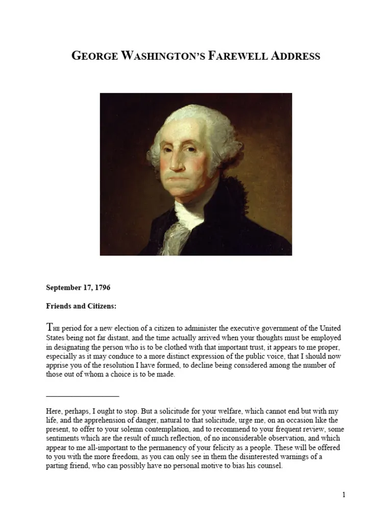 Seventh grade students analyzing historical excerpts from George Washingtons Farewell Address on a social studies worksheet