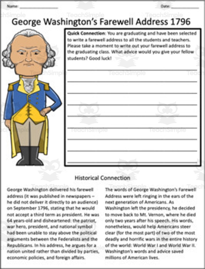 Students analyzing primary source excerpts from George Washington's Farewell Address to understand early American nation-building challenges