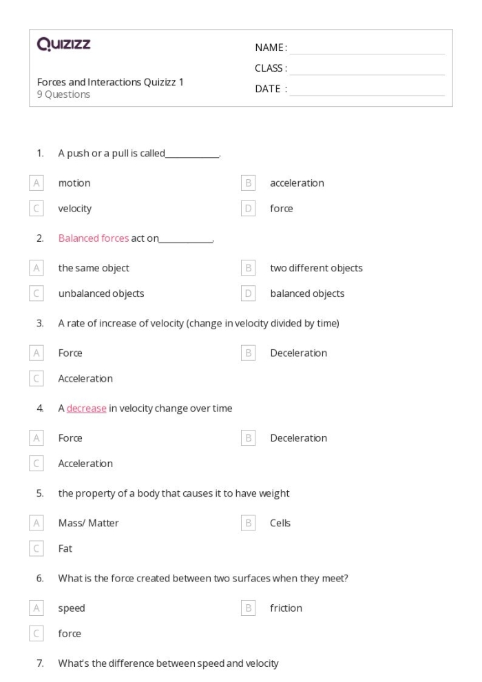 Illustration of The Water Cycle worksheet focusing on energy and forces for sixth-graders