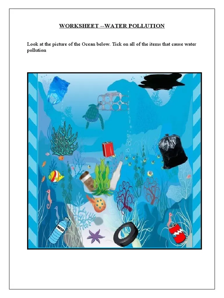 Sixth grade science worksheet focused on investigating human impact and water pollution case studies