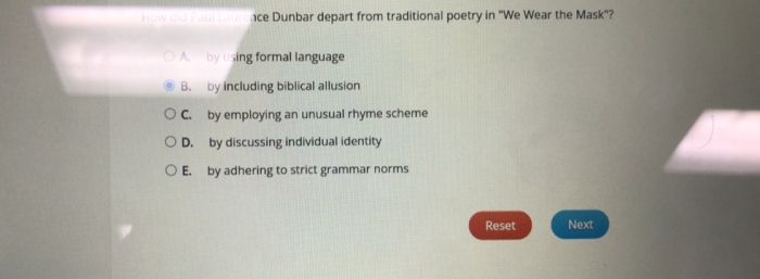 Worksheet for analyzing the poem "We Wear the Mask" by Paul Laurence Dunbar. Poetry analysis worksheet for seventh graders focusing on Dunbar's themes and meanings.