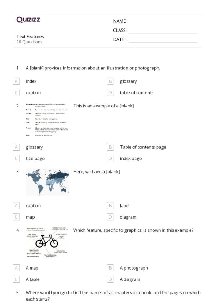 Nonfiction Text Features Wild Wild Weather Worksheet 20 Third grade student working on a Nonfiction Text Features Wild Wild Weather worksheet
