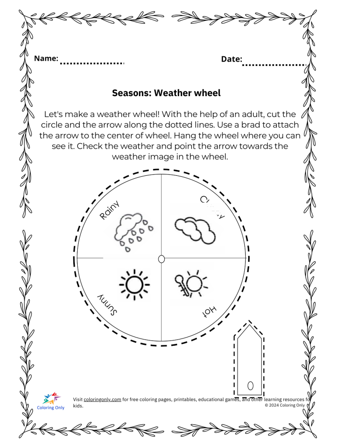 Interactive weather identification activity wheel for kindergarten learners image 23 Colorful weather wheel with spinning pointer for pre-K students to identify daily weather conditions