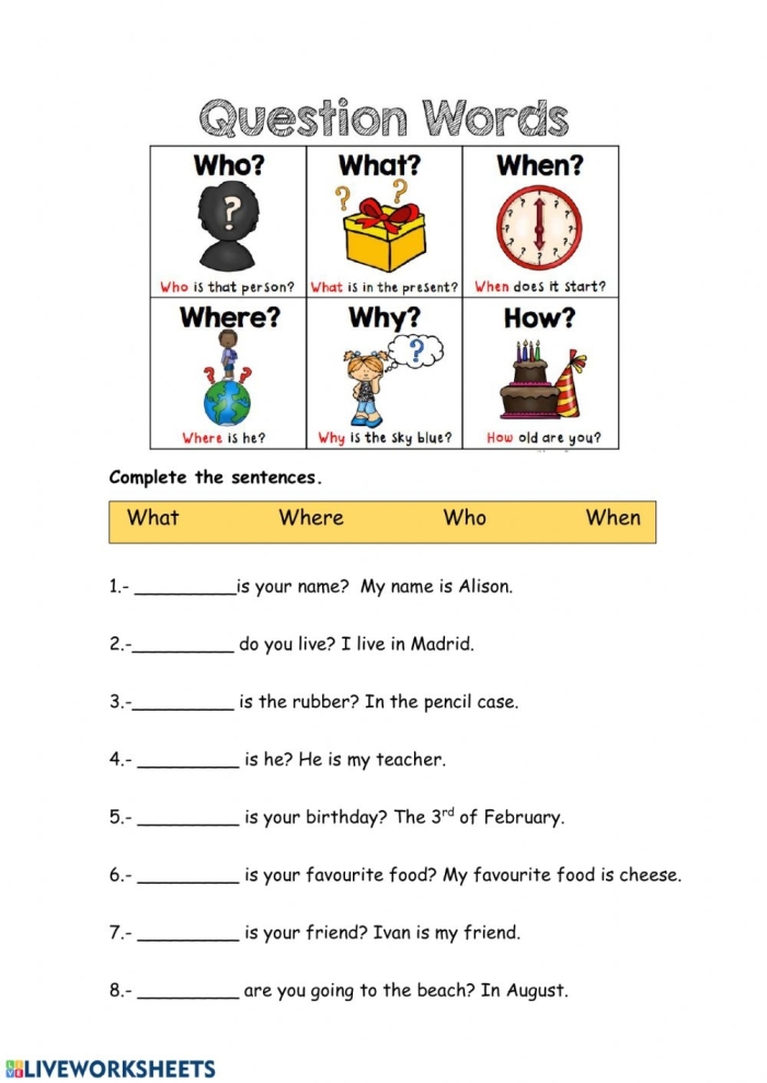 Children engaging with a WH sound worksheet, identifying words that start with "wh