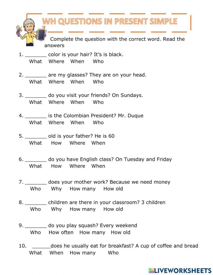 Third grade reading comprehension worksheet about Wh questions at the dog park