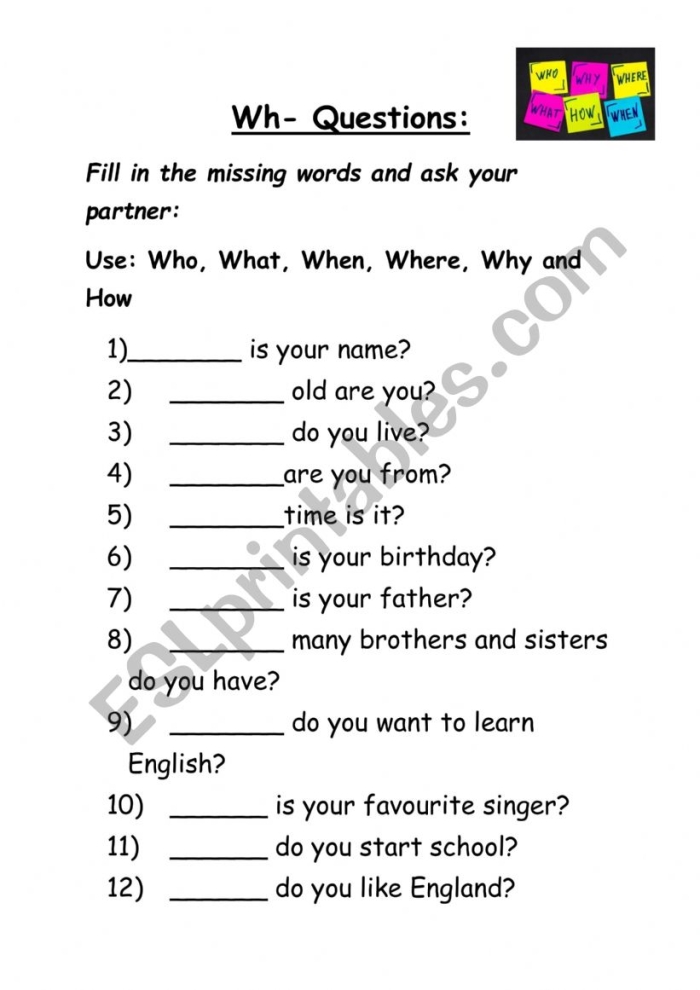 Third grade student completing a Wh questions worksheet about a day at the dog park