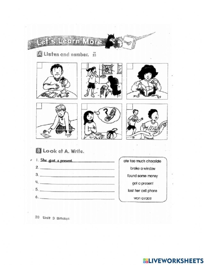 Colorful "What Happened Next?" worksheet for second graders focusing on creative writing and inference skills. Engaging exercise designed to enhance reading comprehension and storytelling abilities.