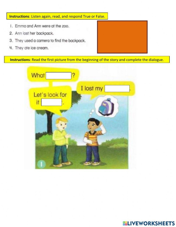 Second grade student practicing inference skills with a What Happened Next creative writing worksheet