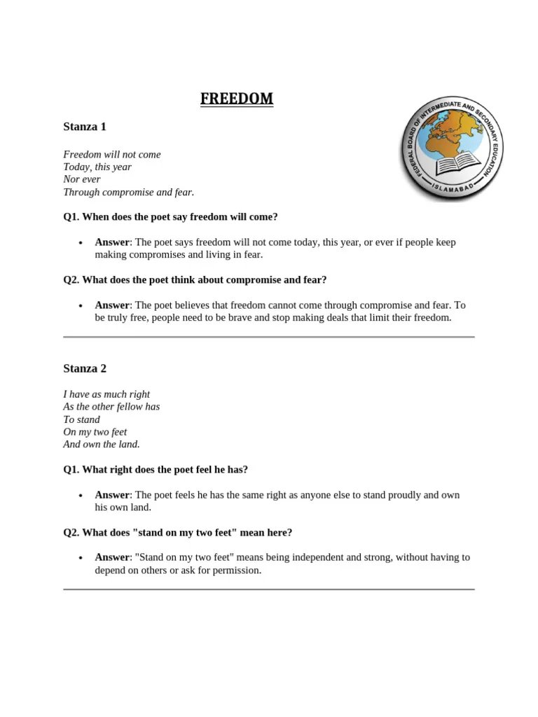 Worksheet titled "What is Freedom?" for fifth graders studying history