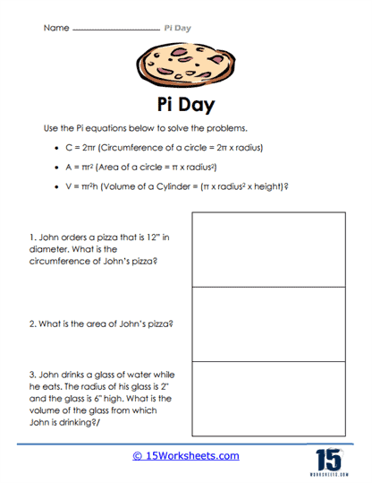 Educational handout on the famous irrational number Pi Worksheet explaining the concept of Pi for seventh-grade geometry students