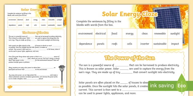 Explore the power of the sun with this engaging solar energy worksheet Worksheet illustrating solar energy concepts for third graders
