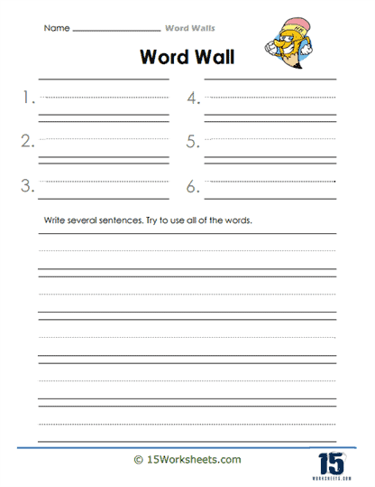 Kids exploring words in the "What's on the Word Wall?" addition worksheet game. Engaging first-grade students with a fun word wall activity.