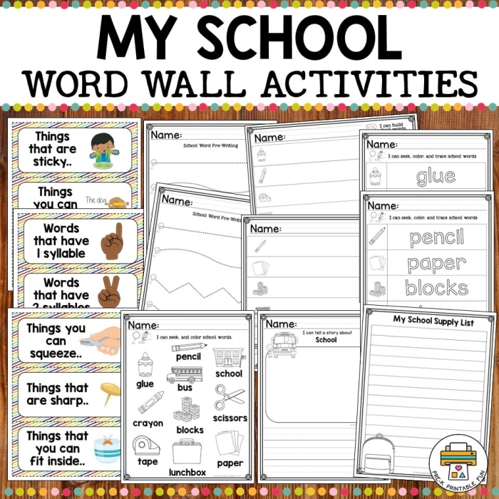 First grade students using the What is on the Word Wall addition worksheet to solve math word problems