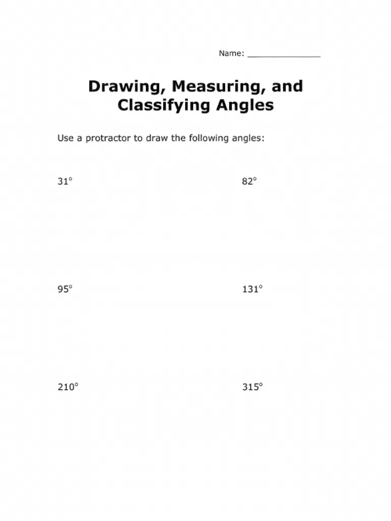 What's the Angle? worksheet exercise for grade 4 students Worksheet for identifying missing angles in geometry for fourth graders
