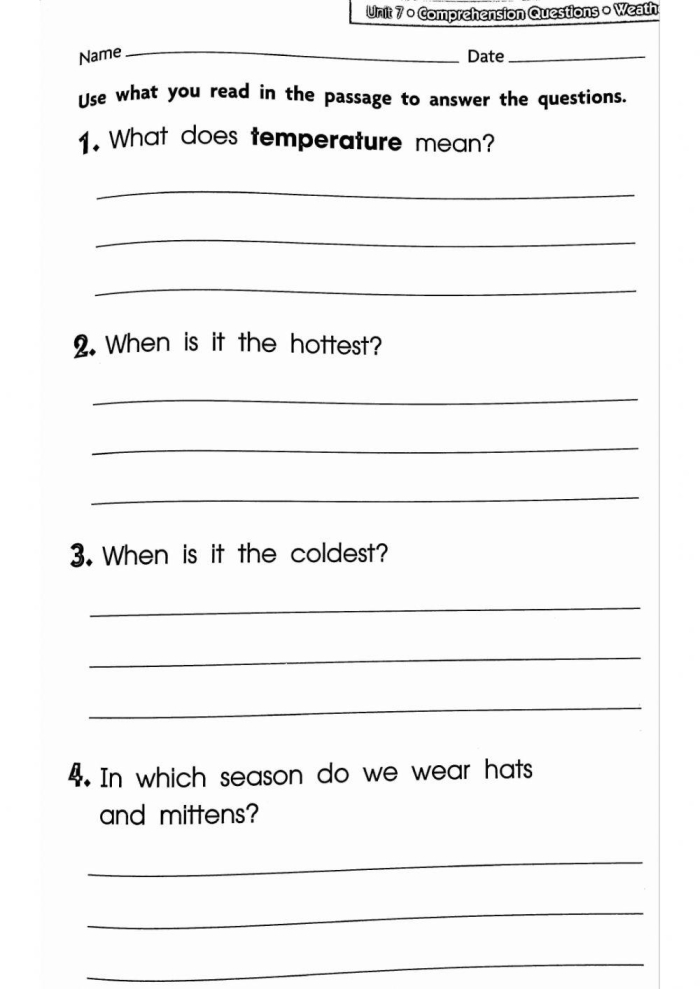 First Grade reading activity featuring temperature measurements for young learners Kids learning to read thermometers in the What's the Temperature? worksheet