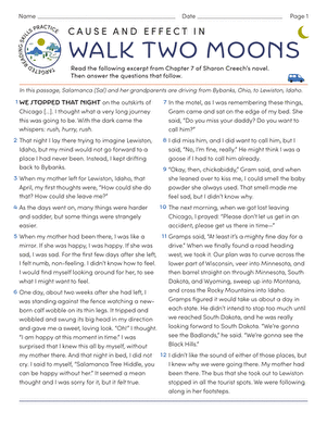 A seventh grade reading comprehension worksheet featuring an excerpt from the novel White Fang