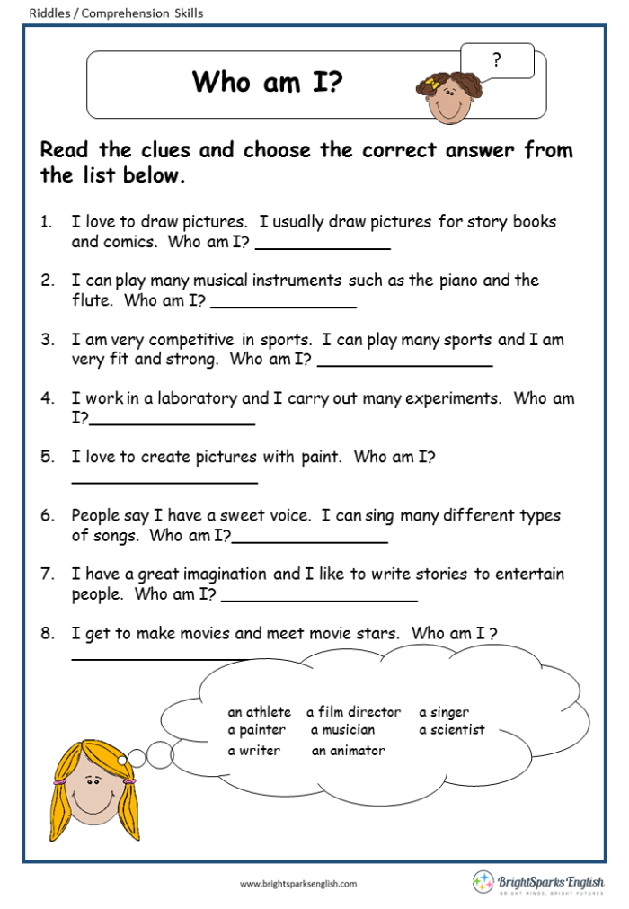 Title image of a numbers and counting activity featuring workers and their roles Illustration of a "Who Am I?" worksheet focusing on matching workers with their tasks for Pre-K students
