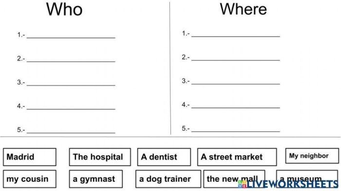 Who, What, Where worksheet for first graders to analyze fiction texts Graphic organizer for capturing characters and events in a fiction story