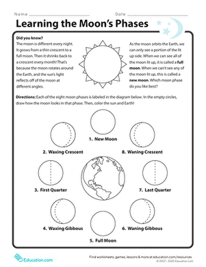 Third grade student observing an illustration of the Earth rotating on its axis for a science worksheet