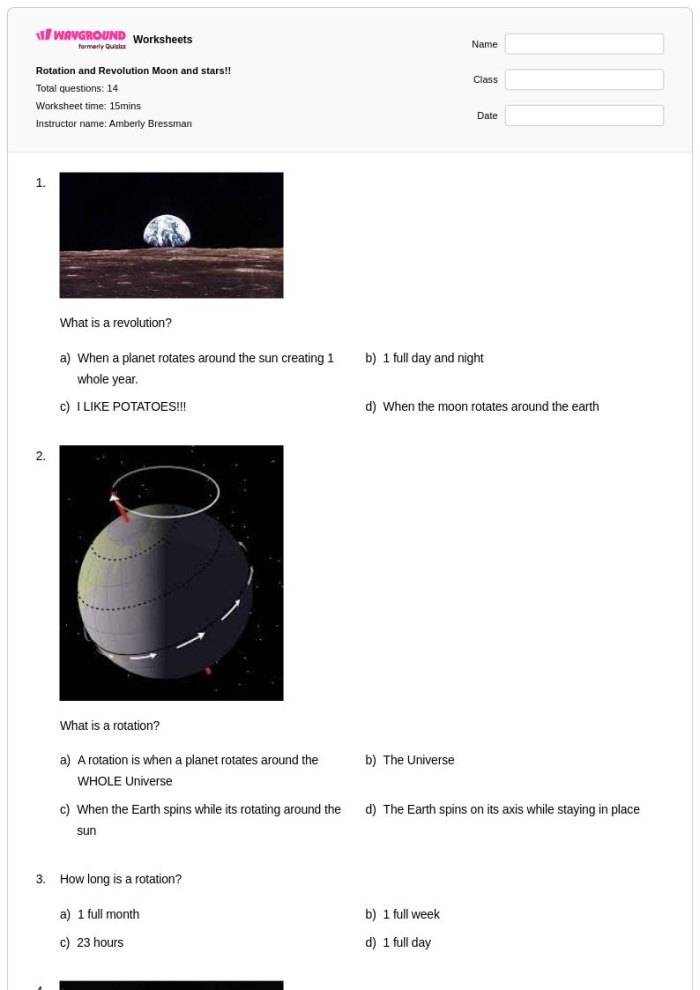 Why Does the Earth Spin? worksheet for Third Grade