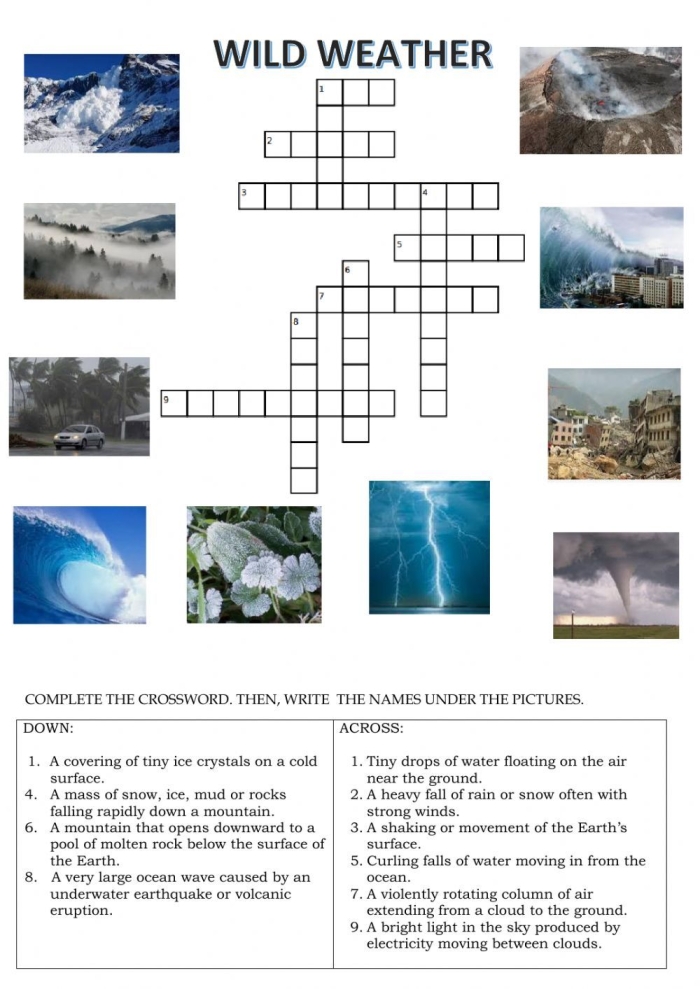 Third Grade writing activity on wild weather details Worksheet for answering questions about extreme weather phenomena