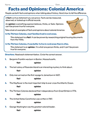 Worksheet featuring William Penn's influence on Colonial America for sixth graders