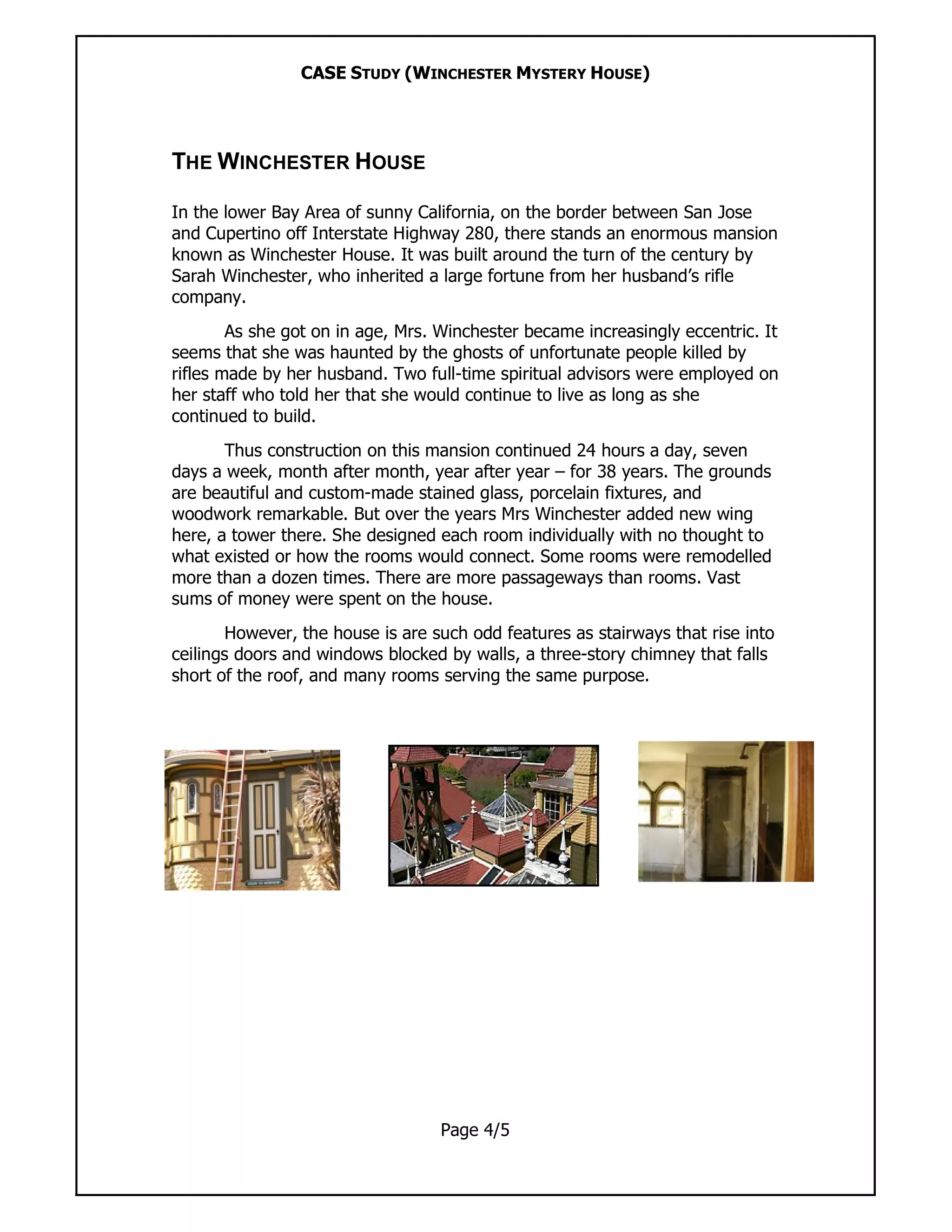 Winchester Mystery House Reading and Math Worksheet Page Nine Fifth grade math worksheet featuring a historical passage about the Winchester Mystery House and related counting exercises